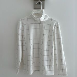 OAK + FORT White and Black Grid Turtleneck